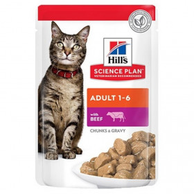 Hills Science Plan™ Feline Adult Beef - Пауч (малки късчета в сос Грейви) за котенца над 1 годишна възраст с говеждо 85гр
